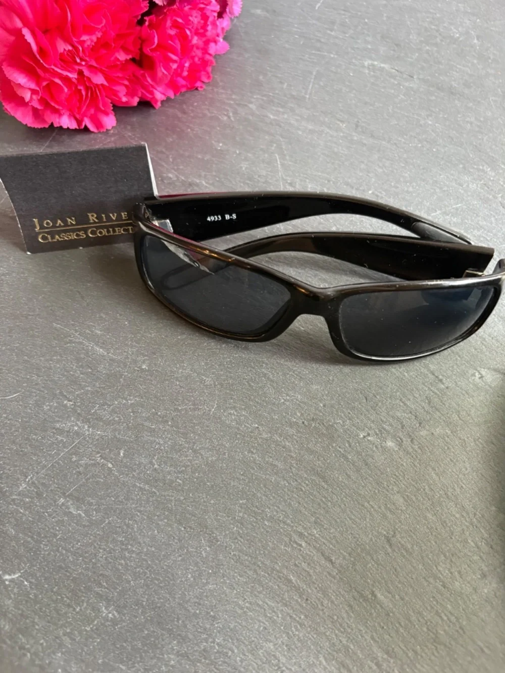 Joan Rivers Classics Collection Wrap-Around Sunglasses Glossy Black Bee 4933 B-S